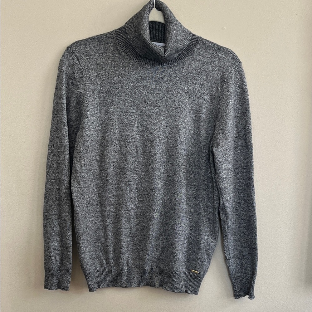 Calvin Klein Black Marled Ribbed Turtleneck Sweater size large